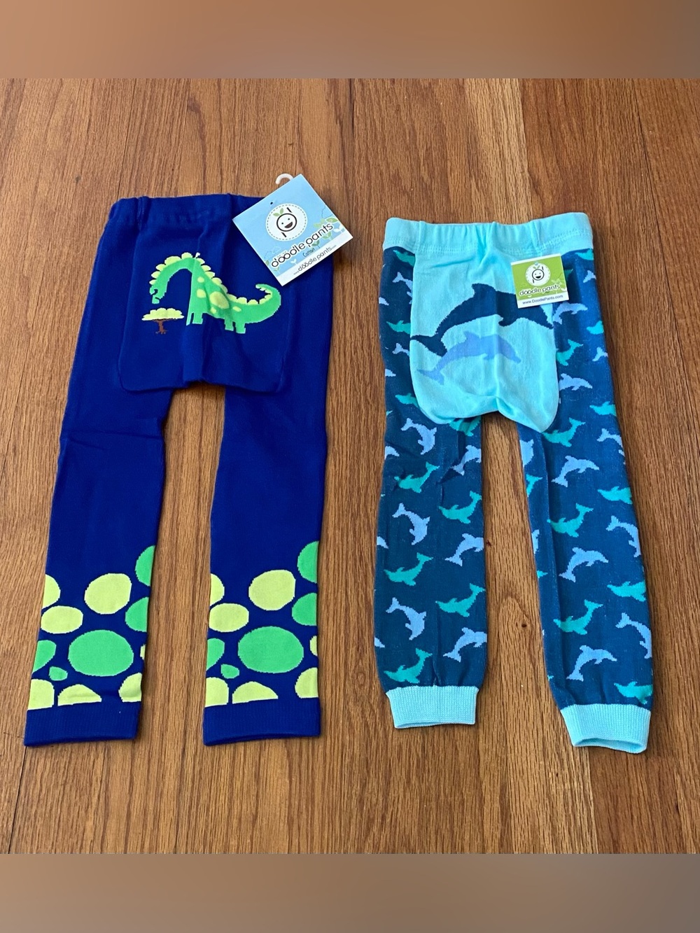 Doodle Pants Navy & Teal Dinosaur and Dolphin Toddler Leggings Set